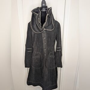 Hazel Black Trench Coat with Contrast Stitching